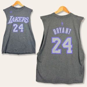 Adidas VTG LA Lakers #24 Kobe Bryant Basketball NBA Cutoff Workout Muscle Tee L